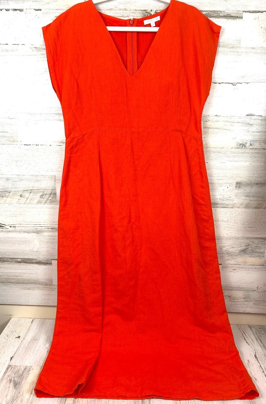 Anna Cate Womens L Orange Sleeveless Midi Dress Resort Coastal NEW